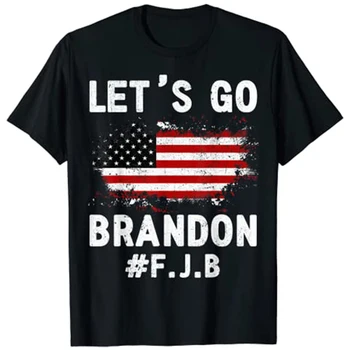  Let ' s Go Brandon Jav Vėliavos Spalvas Juokinga T-Shirt Politinį Anekdotą Tee Viršūnes Vyrų Drabužiai.