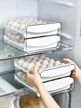  Šaldytuvas Talpinimo Stalčių Tipo Skaidrus Dvigubo Sluoksnio Kiaušinių Dėklas Namų Virtuvės Šviežių Kiaušinių Saugojimo Dėžutė